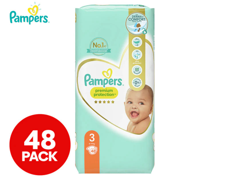 Pampers Premium Protection Nappies Size 3 6-10kg 48Pack