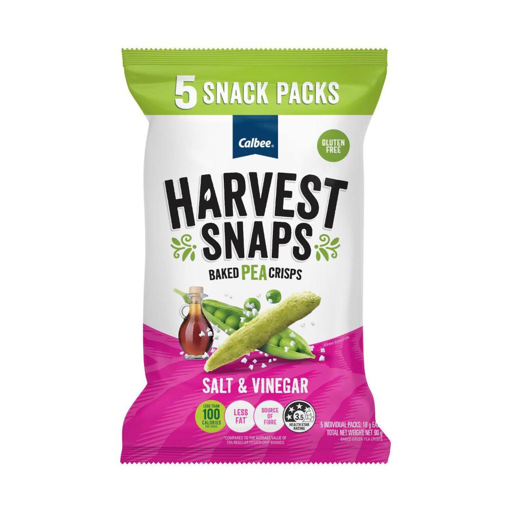 Harvest Snaps Pea Salt & Vinegar 5x18g 90g