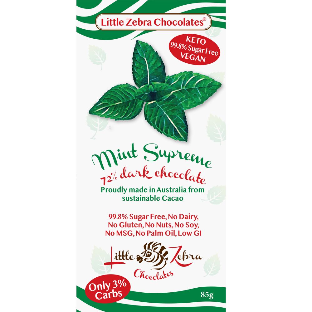 Little Zebra Chocolates Mint Supreme 72%Dark Chocolate 85g