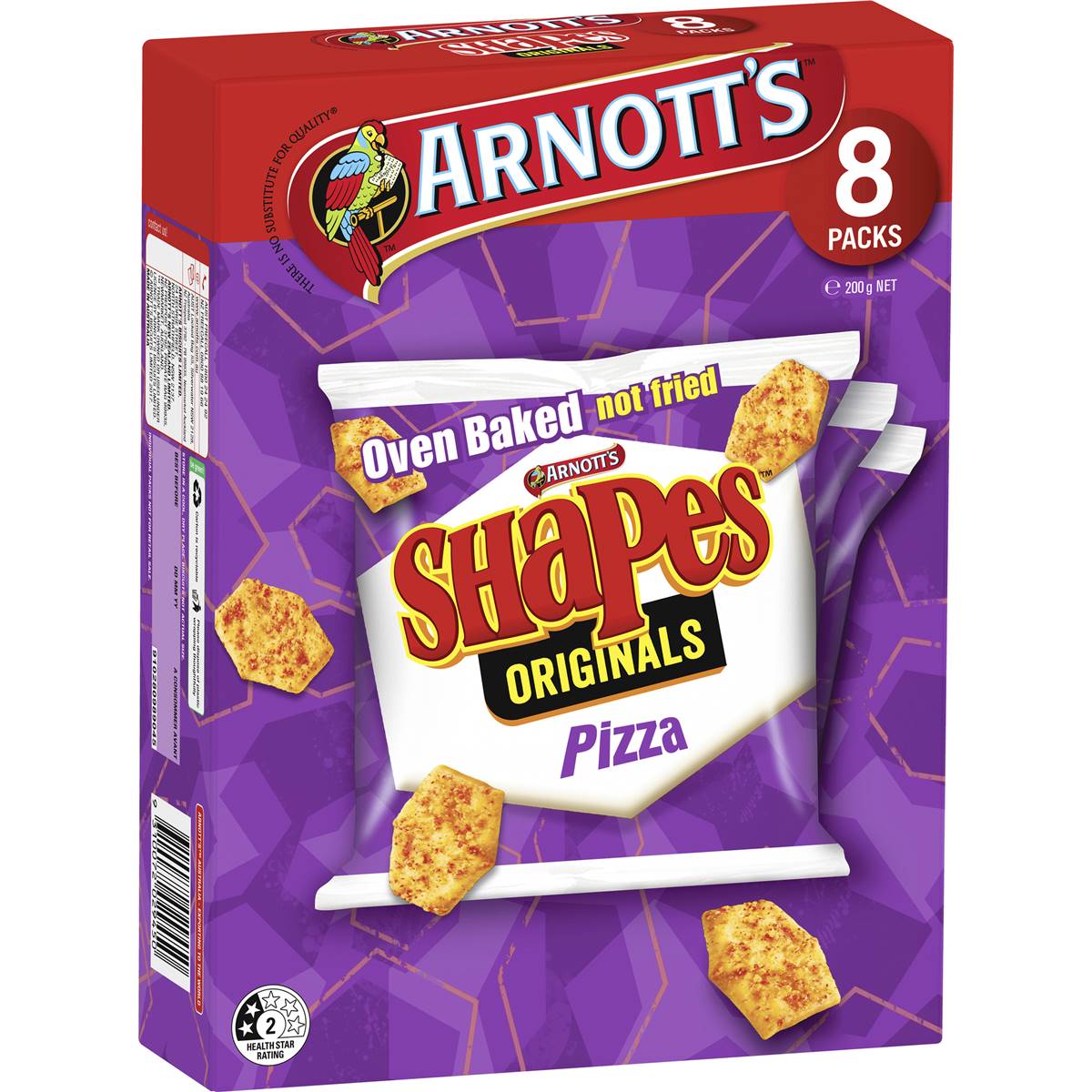 Arnotts Shapes Cracker Biscuits Original Pizza Multipack 8 Pk 200g
