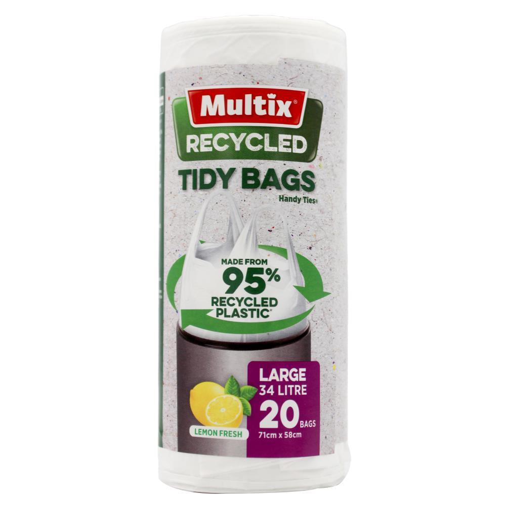 Multix Pk20 Recycled Tidy Bags With Handy Ties Large 34l 71cm X 58cm