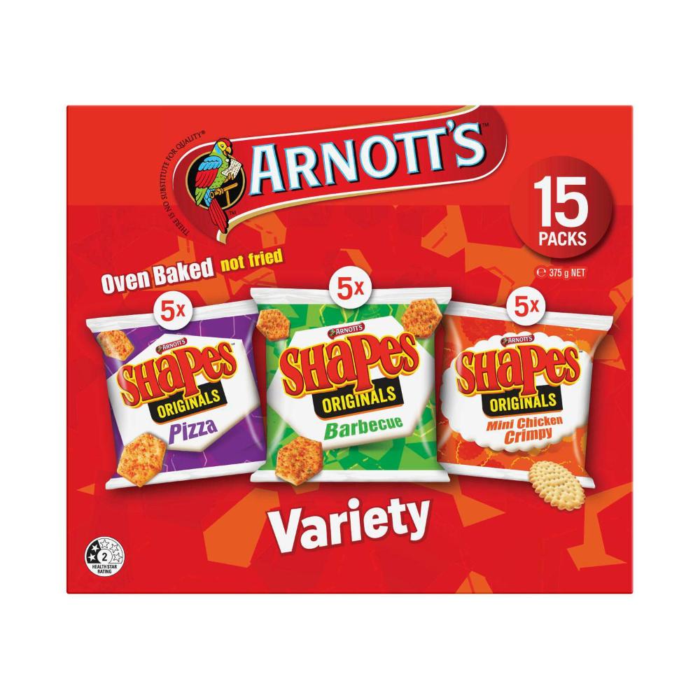 Arnotts Shapes Multipack Variety 15 Pack 375g
