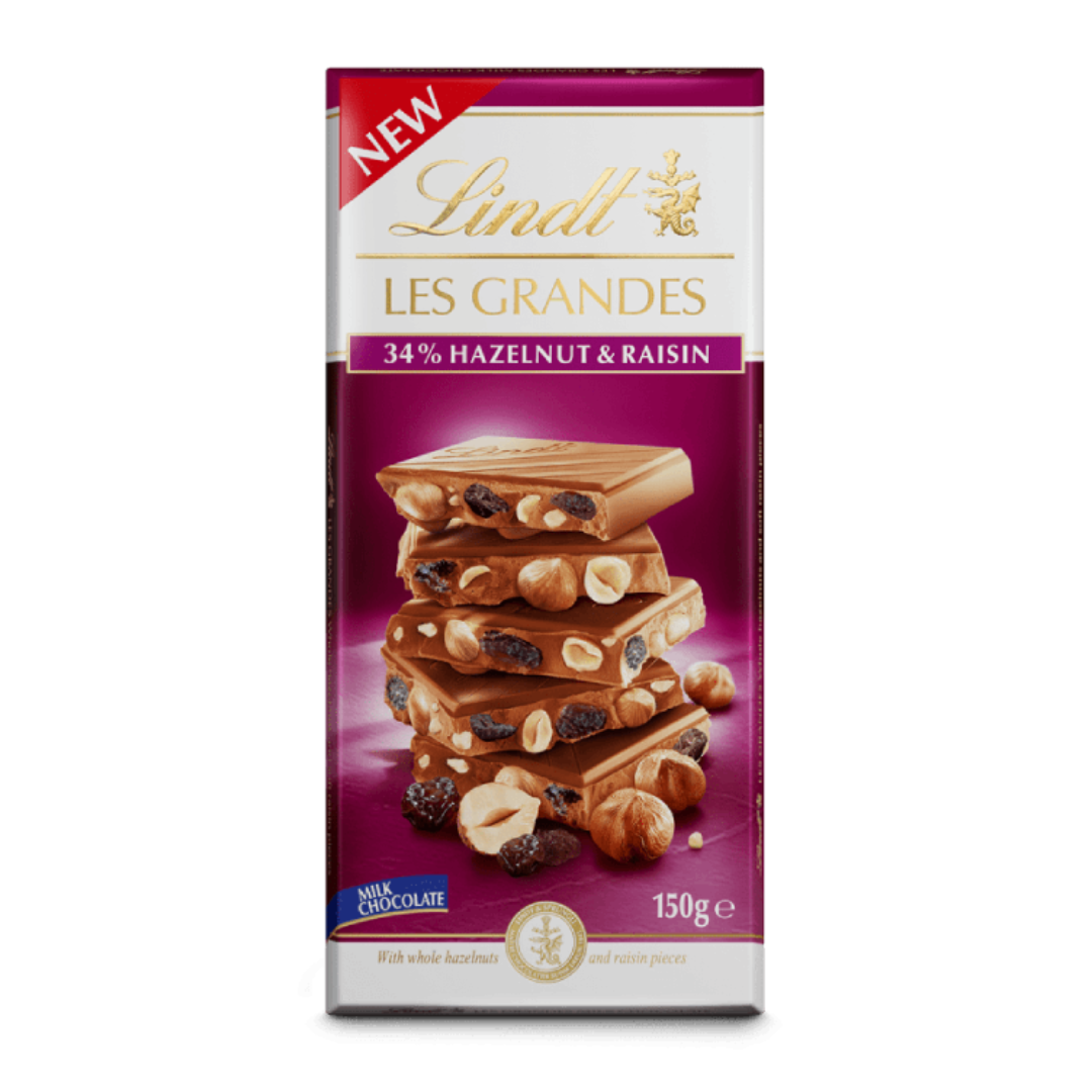 Lindt Les Grandes Hazelnut Raisin 150g