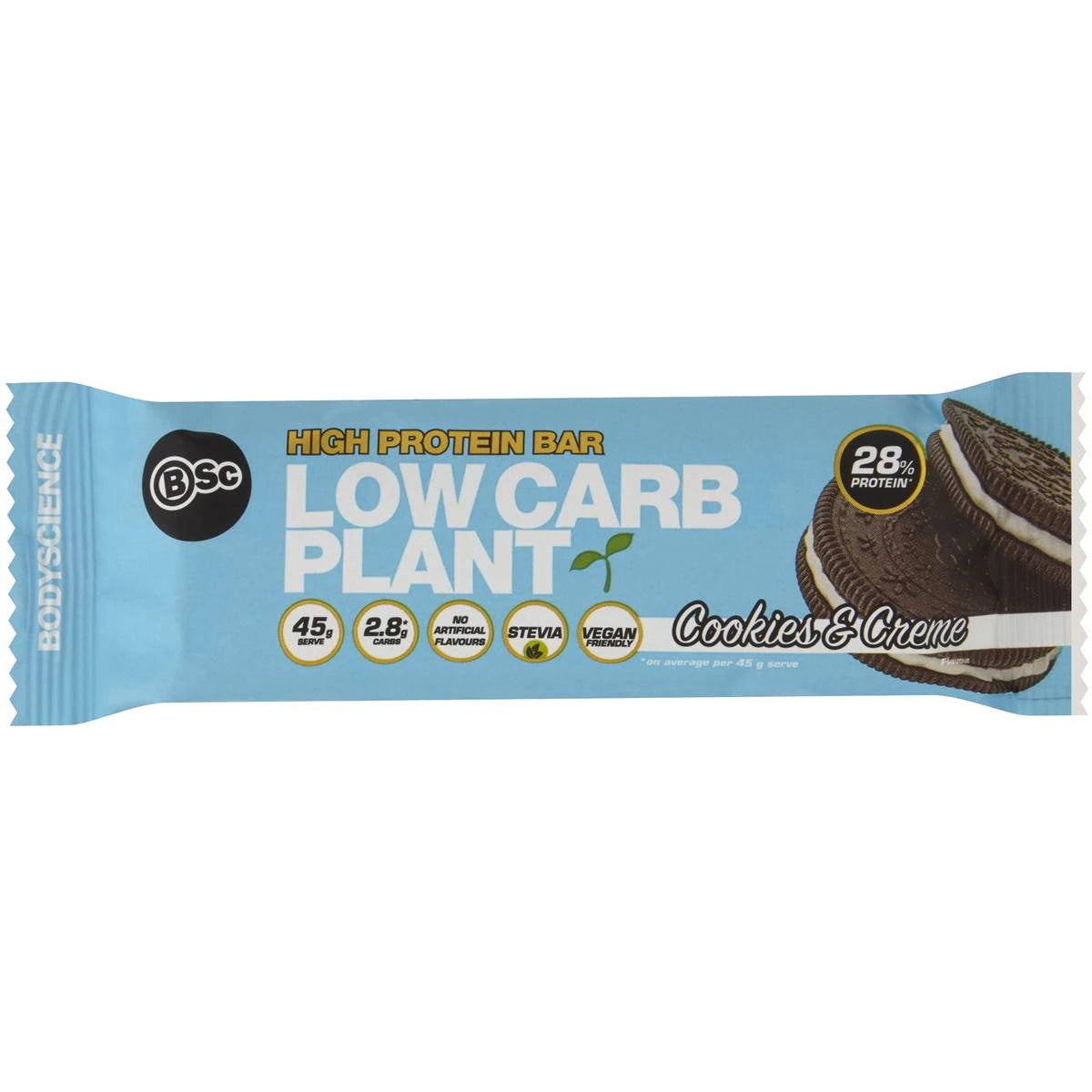 BSC High Protein Low Carb Cookies & Creme Plant Bar 45g