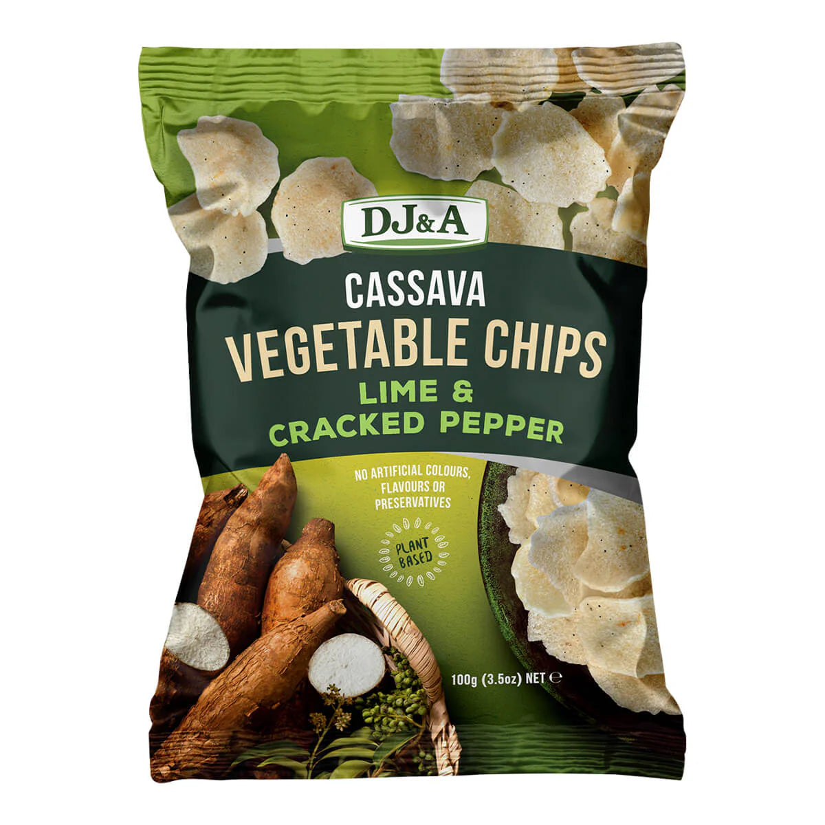 DJ&A Cassava Veggie Chips Lime and Crack 100g