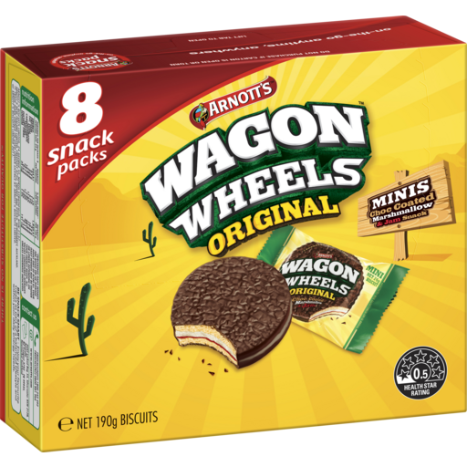 Arnotts Wagon Wheels Chocolate Biscuits Mini Snack Packs 190g