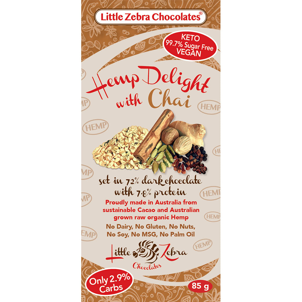 Little Zebra Chocolates Hemp Delight with Chai 85g