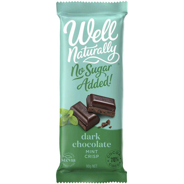 Well Naturally Chocolate Dark Mint Crisp NSA 90g