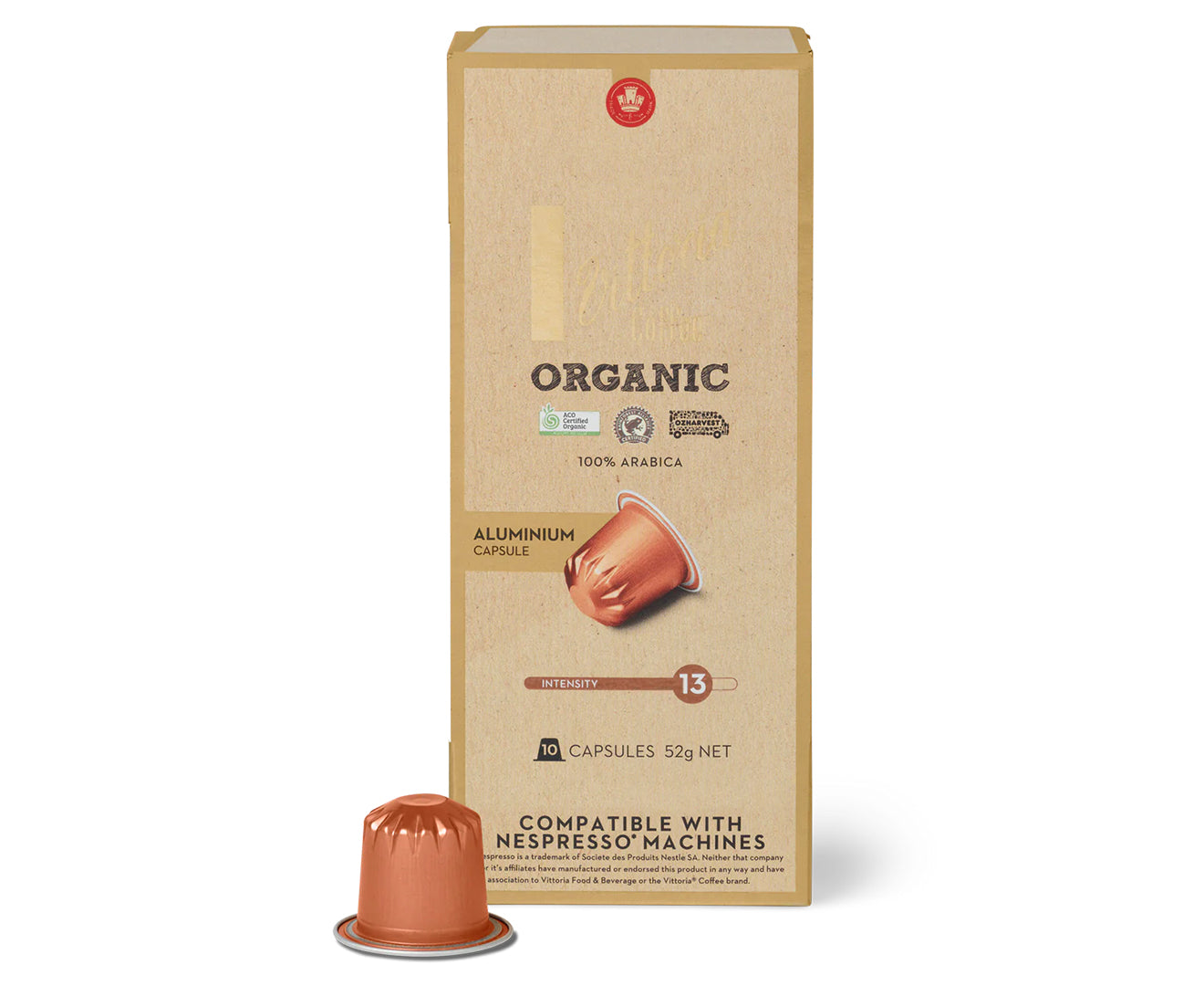 Vittoria Organic Coffee Capsules - Rich, bold espresso flavor crafted from top-tier organic beans. Sustainable and compatible with most Nespresso machines. Elevate your coffee game with Vittoria