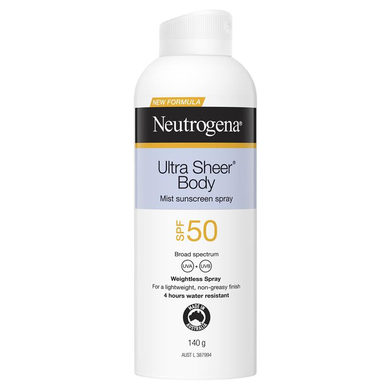 Neutrogena Ultra Sheer Body Mist sunscreen SPF50 140g