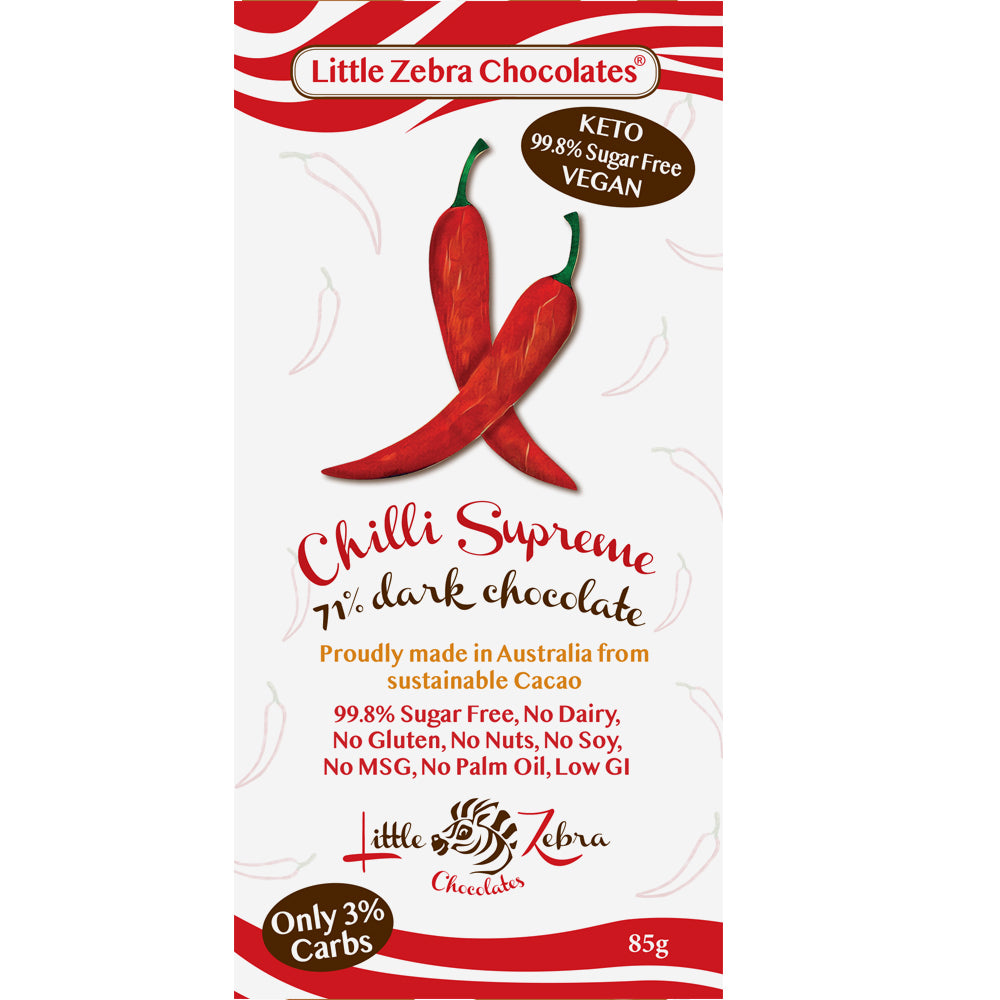 Little Zebra Chocolates Chocolate Dark 72% Chilli 85g