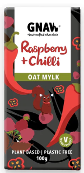 Image of Gnaw Rasp. Chilli 100g chocolate bar - A tantalizing blend of rich chocolate and fiery chili for a flavor adventure