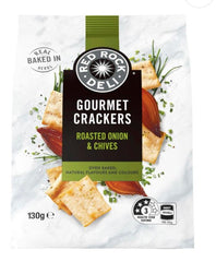 Red Rock Deli Gourmet Crackers Roasted Onion & Chives | 130g