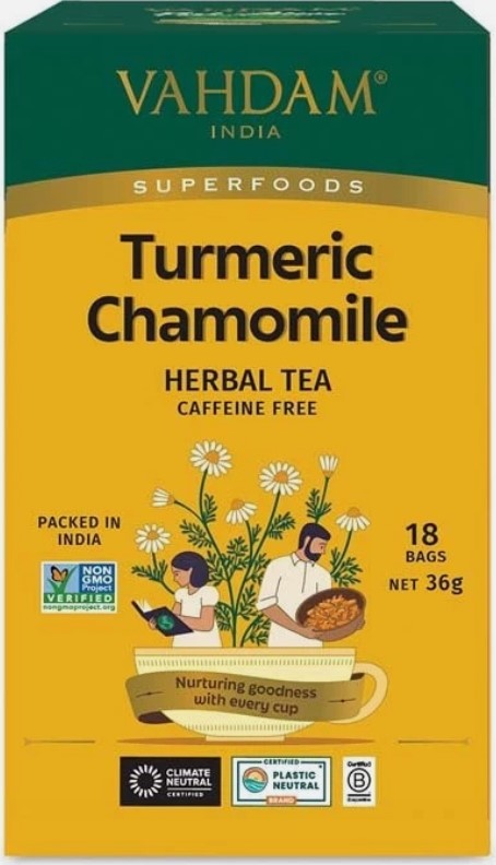 Vahdam Tumeric Chamomile 18Tea Bags 36g
