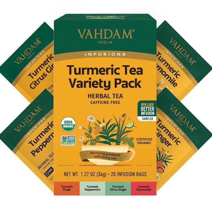 Vahdam Tumeric Sampler Variety Pack 20Tea Bags 40g