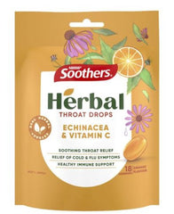 Soothers Herbal Throat Drops Echinacea & Vitamin C 18pk