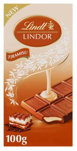 Lindt Lindor Tiramisu Chocolate Block 100g
