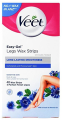 Veet Easy Gel Legs Wax Strips Long Last Smoothness 40 pk
