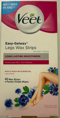 Veet Easy Gel Legs Wax Strips Long Last Smoothness 40 pk