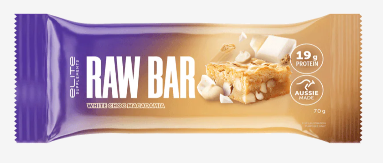 Elite Supplements White Choc Macadamia Raw Bar 70g