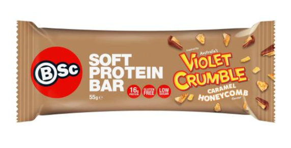 BSc Violet Crumble Soft Protein Bar Caramel Honeycomb 55g