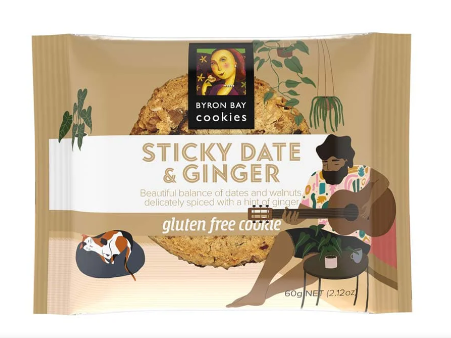 Byron Bay Gluten Free Sticky Date & Ginger Cookies 60g