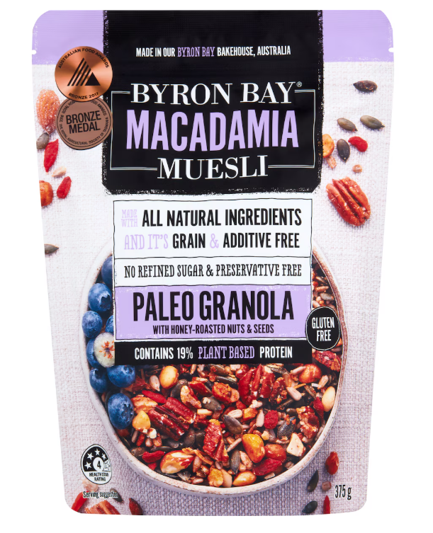 Byron Bay Macadamia Muesli Gluten Free Paleo Mix Raw 375g
