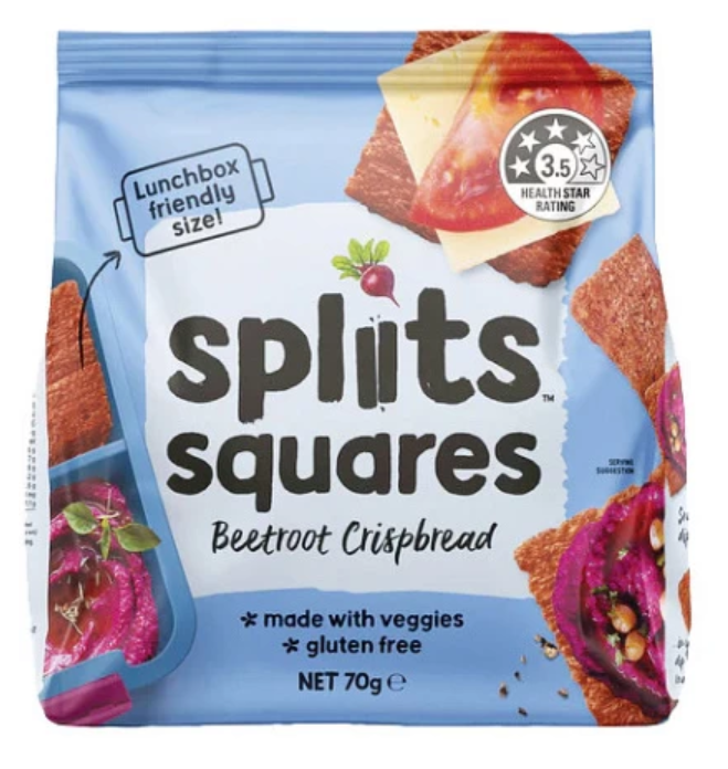 Spliits Squares Beetroot Crispbread G/F 70g