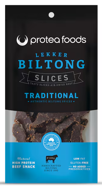 Protea Foods Biltong Slices Traditional South African 100g