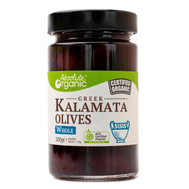 Absolute Organic Organic Greek Kalamata Olives Whole 300g