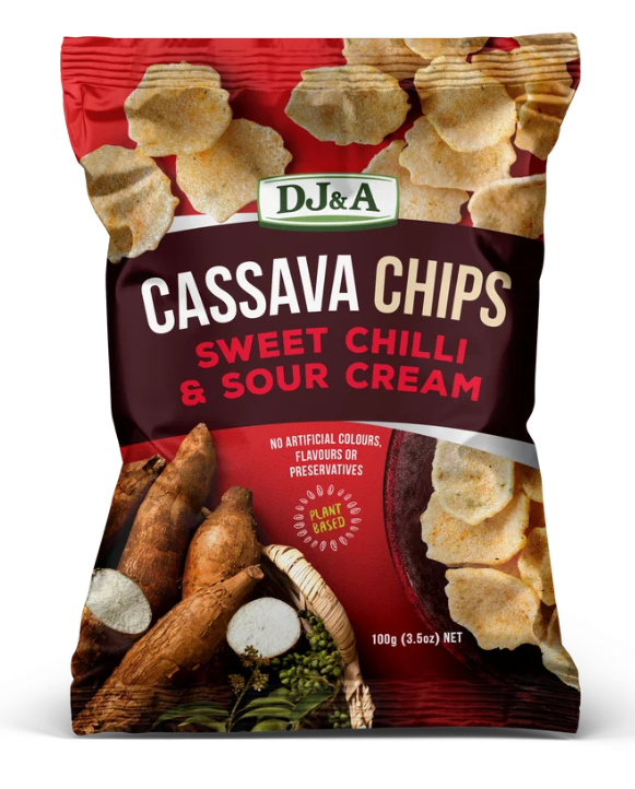 DJ&A Crisps Cassava Veg Chips Sweet Chilli Sour Cream 100g