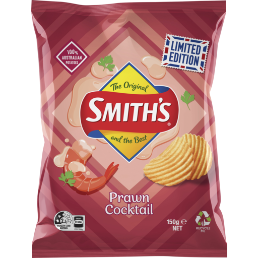 Smiths Crinkle Cut Potato Chips Prawn 150g