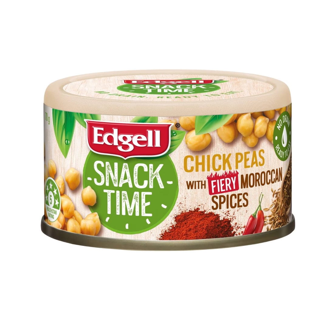 Edgell Snack Time Chickpeas 70g | Ready-to-Eat Chickpeas