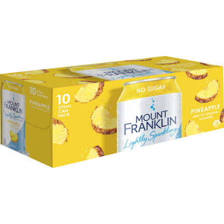 Mount Franklin Lightly Sparkling Water Pineapple 6pk 250mL