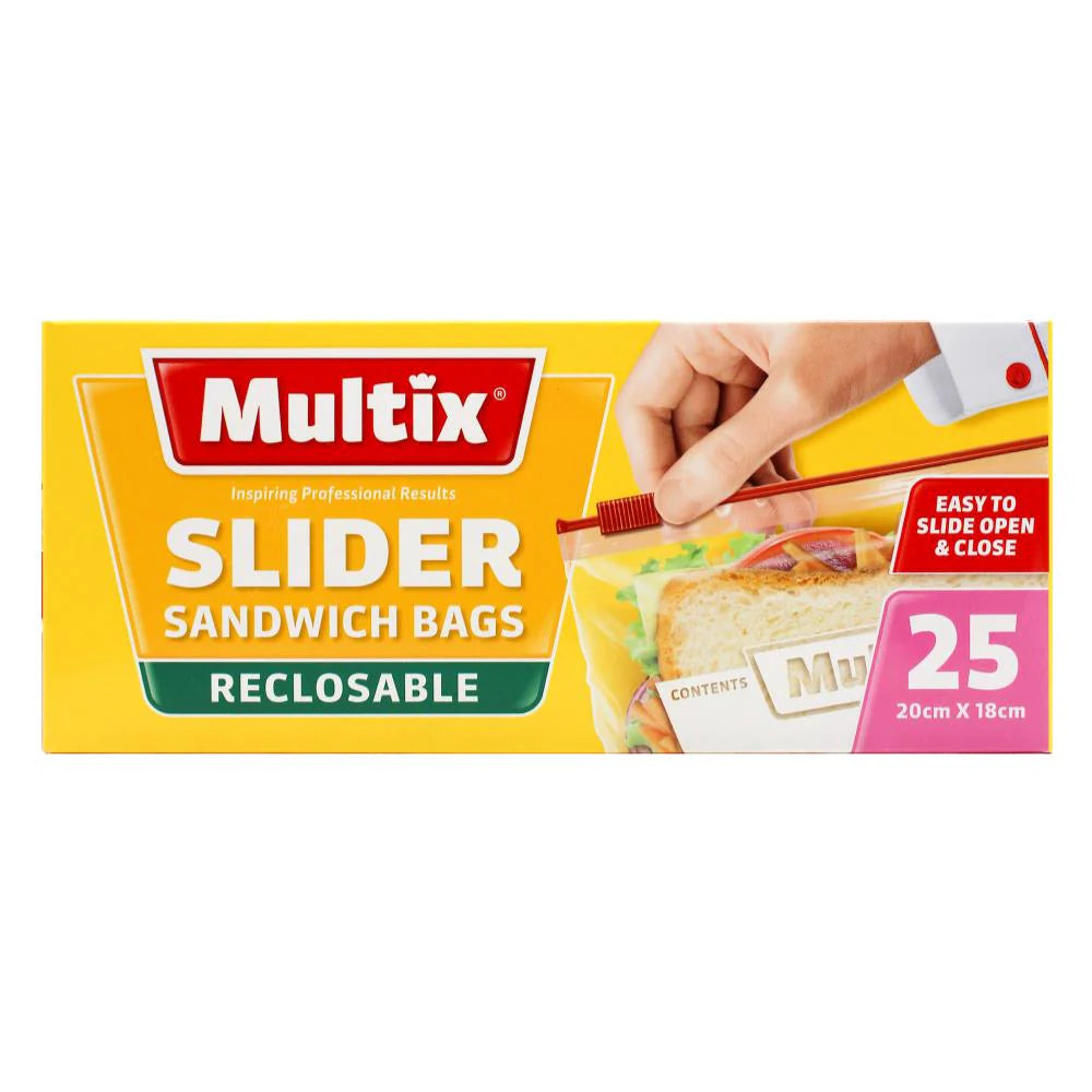 Multix Slider Sandwich Bags Reclosable 20cm x 18cm 25pk