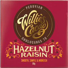 Willies Cacao Peruvian Hazelnut & Raisin 70% 50g